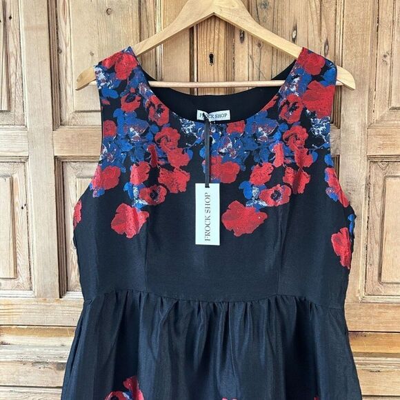 NWT‎ Frock Shop XL Black Red Sleeveless Floral Dress - Picture 2 of 14